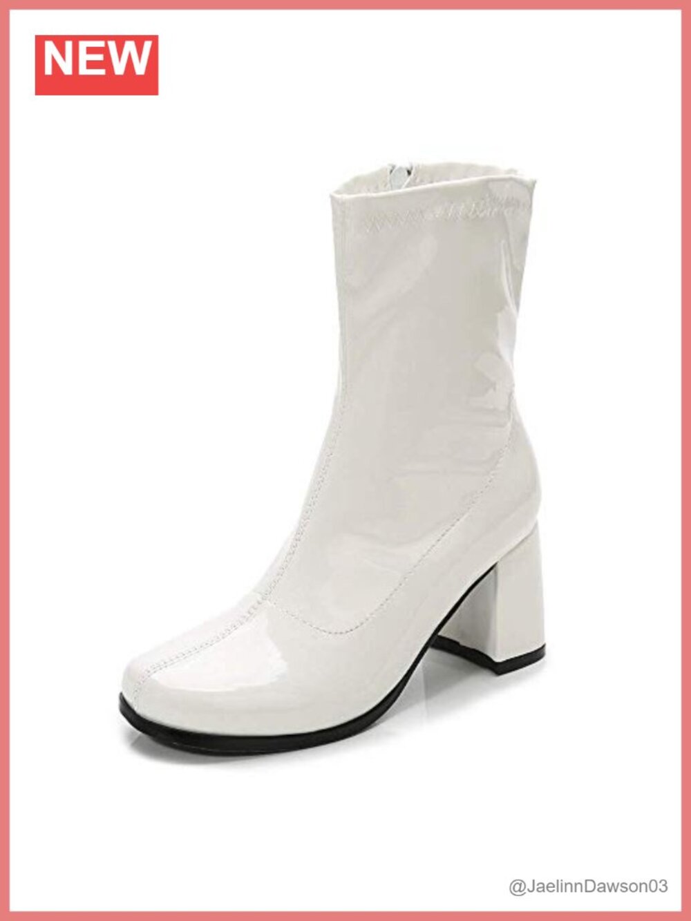Women's Mid-Calf Gogo Boots with Block Heel Square Toe and Zipper